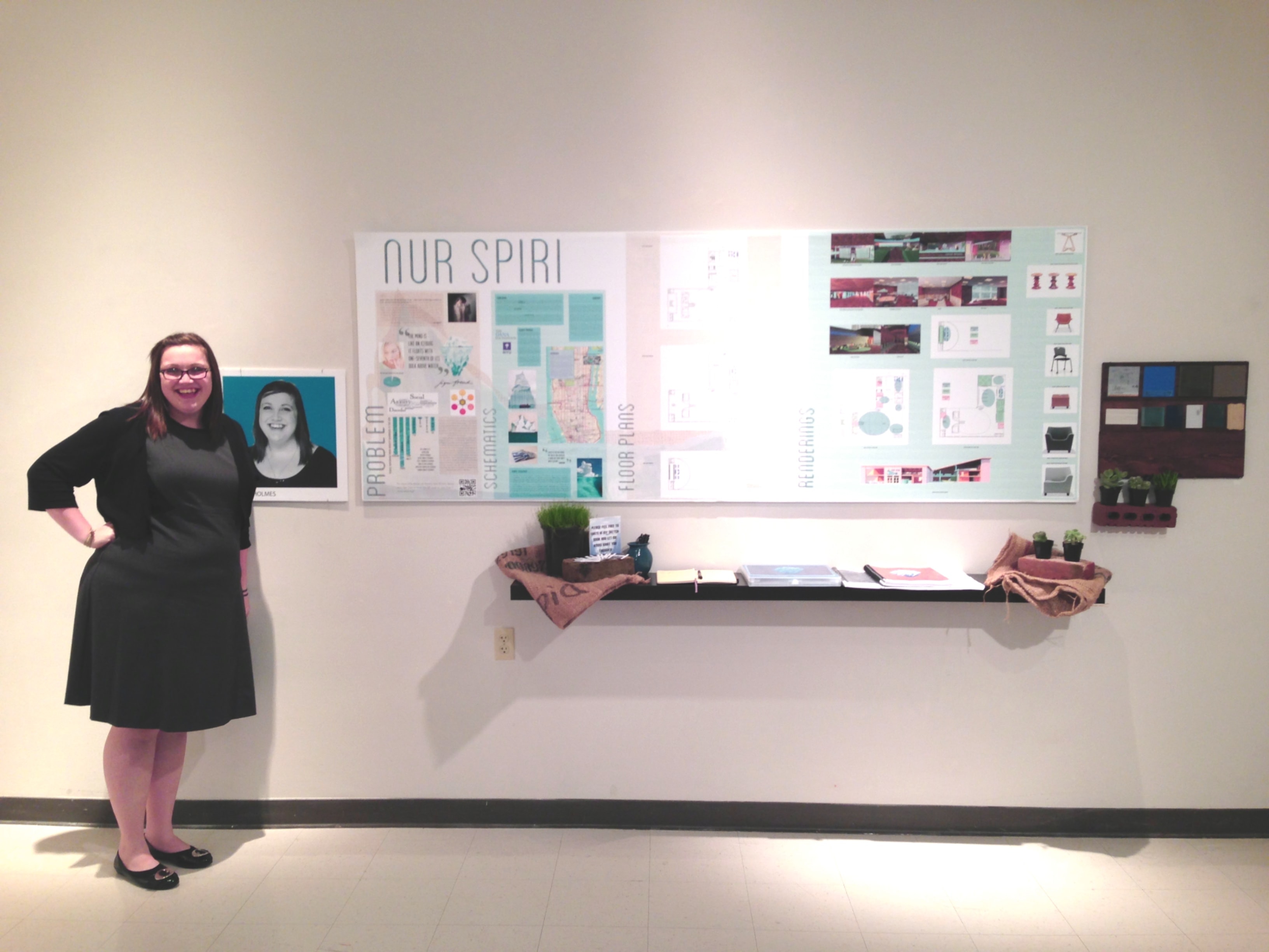 Chelsea at her desk, reviewing products with a designer's critical eye